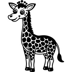 Obraz premium Giraffe Black and White Vector Design: Isolated on White Background