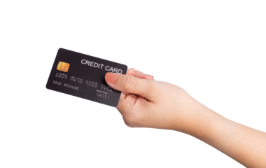 Female hand hold credit card isolated on white background