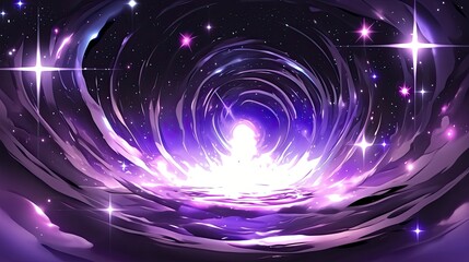 Obraz premium Enigmatic purple vortex surrounded by twinkling stars creating an otherworldly scene that captivates the imagination of cosmic enthusiasts
