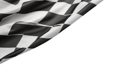 Waving checkered flag against a stark transparent background 