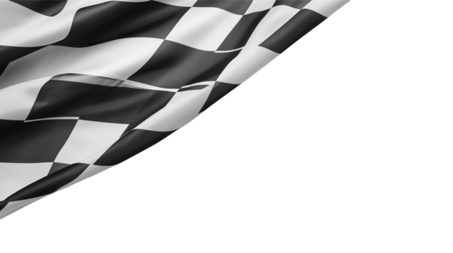 Waving checkered flag against a stark transparent background 