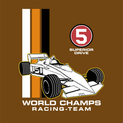 design illustration racing car for t-shirt