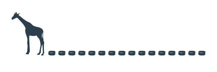 足跡をつけながら歩くキリンのラインシルエット