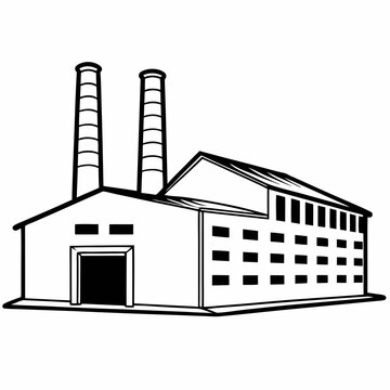 black and white factory building clip art preview