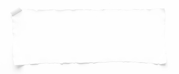 Fototapeta premium White ripped notebook paper, taped to a white background, showing distressed edges, image, template