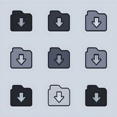Nine download folder icons arranged in a three by three grid on a light gray background image view