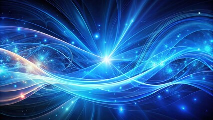 Fototapeta premium Fractal blue plasma waves abstract futuristic background with swirling patterns and vibrant colors, fractals, electric energy