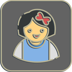 Icon school girl. School and education elements. Icons in embossed style. Good for prints, posters, logo, advertisement, infographics, etc.