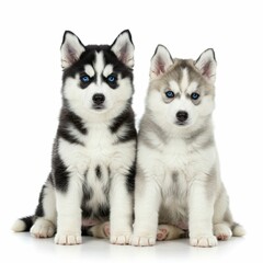Fototapeta premium Beautiful Husky Puppy on Straw with Sparkling Eyes