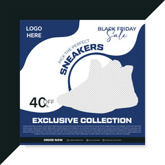 New collection sneakers social media template, New arrival sports shoes collection Instagram banner ad concept social media post template, shoes sale for social media post or square banner template