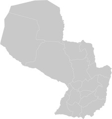 Paraguay administrative vector map with level 1 region boundaries – PPT-compatible & fully editable by region