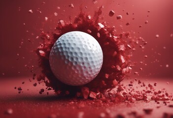 illustration 3d forcibly ball golf wall through red breaking rough hole game black concept impact white score competition fractured surface wreck hobby champion activity three-dimensional force