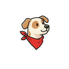 Cute dog with a red bandana cartoon