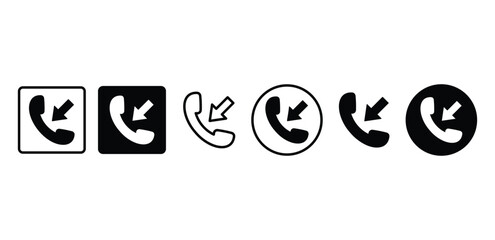 Incoming Call Icons Set Black And White Vector Design Illustration