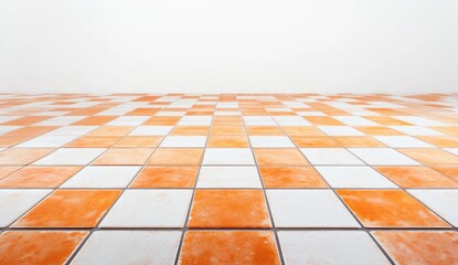 Orange and white checkered tile floor (1)