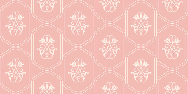 Vintage seamless pattern with elegant floral ornament in soft peach and cream colors for wallpaper textile and decorative backgrounds