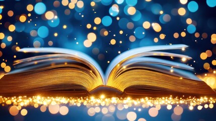 Open Book Glowing With Magical Golden Light