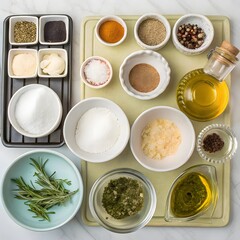 Isometric Grid of Kitchen Tools and Ingredients on White Background
