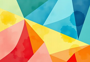 Fototapeta premium Geometric shapes with watercolor textures.