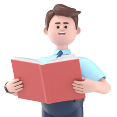 3D illustration of Asian man Felix with pencil.Transparent Background Mockup.Supports PNG files with transparent backgrounds.