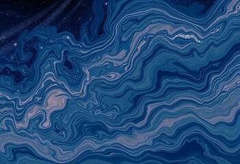 Fototapeta premium Fluid art with mystical night sky