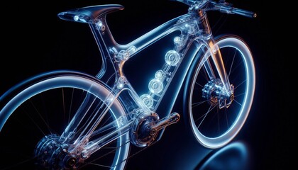 Fototapeta premium Transparent Tech A futuristic close up of a lightweight bicycle