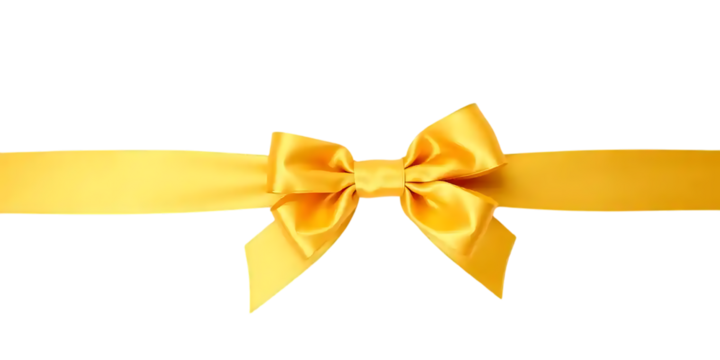 Golden Gift Bow with Ribbon – Isolated Top View PNG File