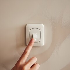 A Finger Activating a Simple Wall-Mounted Light Switch