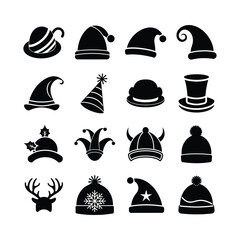 Set of Christmas Hat Vector Illustration | Festive Clipart