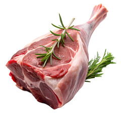 Raw whole lamb leg isolated on transparent background
