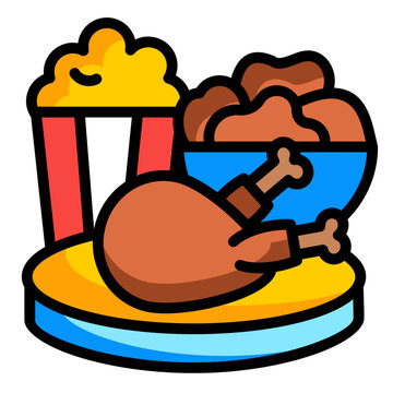 fried chicken, popcorn, food icon clip art preview