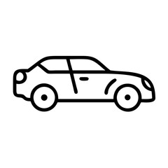 Naklejka premium Minimalist car icon in black outline style 