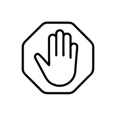 Obraz premium Stop Hand Symbol Icon in Minimalist Style 