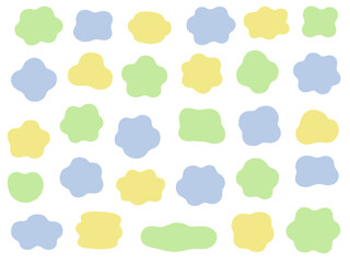 ゆるいふにゃふにゃフレームのベクターイラストセット。シェイプ、枠、装飾