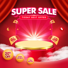 Super sale banner template design for social media post