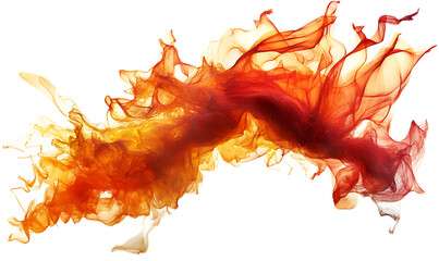 Abstract orange red smoke flow on trasparent backdrop