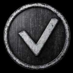 Metal Checkmark Icon on Circular Shield