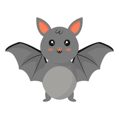 Kawaii Bat Character with Cartoon Design. Vector Illustration.