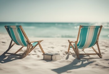 deckchairs turquo white front beach two idyllic tree sun vacation landscape water tropical relax blue shore chair relaxation resort island copy space travel summer sand sea paradise sunshine natural