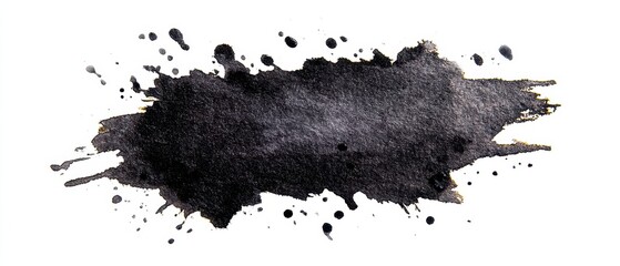Abstract black ink splash on white backdrop expressive artistic element for creative design background and artistic grunge texture for modern graphic projects