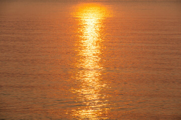 Panoramic view of the skyline and sea . The sun rises in the morning sky with colorful clouds. and beautiful cloud patterns In the soft light of the morning	
