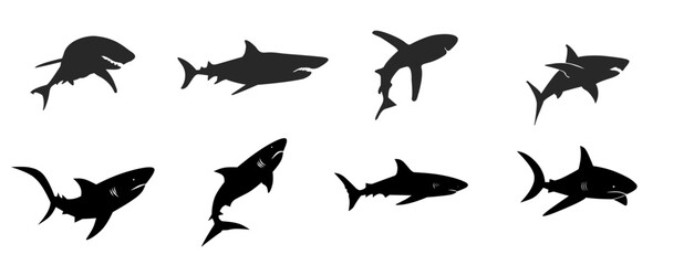 Vector Shark Silhouettes. vector. editable