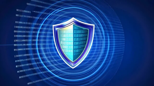 Digital Fortress: A digital shield with vibrant, modern design symbolizes the essential concept of data protection, cybersecurity.