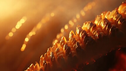 Roasted corn cob sunset grill smoky background food