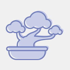 Icon bonsai. Japan elements. Icons in two tone style. Good for prints, posters, logo, advertisement, infographics, etc.