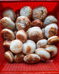 Golden, round fried Apem. A traditional Indonesian sweet often prepared during Eid celebrations in the village, bringing families together with its nostalgic flavor