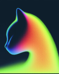 neon colourful cat illustration