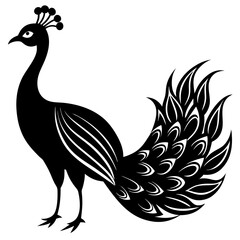 Peacock silhouette vector isolated on white background
