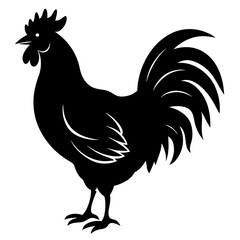 Rooster silhouette vector isolated on white background