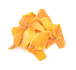 Dried ripe sweet mango in stripes isolated on white